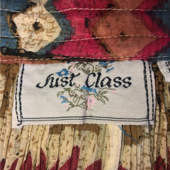 Vintage Just Class Maxi Skirt S Multicoloured Drawstring Waist Accordion Pleat - Picture 2 of 8